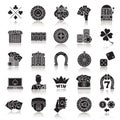 Casino drop shadow black glyph icons set