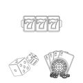 Casino and equipment outline icons in set collection for design. Gambling and money vector symbol stock web illustration Royalty Free Stock Photo