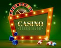 Casino Festive Lights Green Background Poster