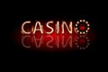 Casino fire text. chip on a dark background