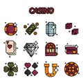 Casino flat icons set Royalty Free Stock Photo