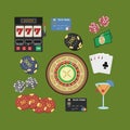 Casino flat icons set Royalty Free Stock Photo