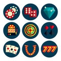 Casino flat icons set Royalty Free Stock Photo