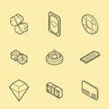 Casino flat outline isometric set Royalty Free Stock Photo