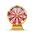 Casino fortune wheel. Golden shiny lucky number wheeling roulette. Gambling industry, entertainment, hobby concept Royalty Free Stock Photo