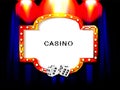 Casino frame label, falling ribbons winner