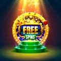 Casino free spins, 777 slot sign machine. Vector