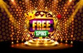 Casino free spins, 777 slot sign machine. Vector