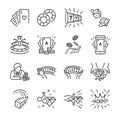 Casino and gamble line icon set.