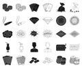 Casino and gambling black,outline icons in set collection for design. Casino and equipment vector symbol stock web Royalty Free Stock Photo