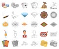 Casino and gambling cartoon,outline icons in set collection for design. Casino and equipment vector symbol stock web Royalty Free Stock Photo