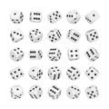 Casino Gambling Concept. Set of White Game Dice Cubes in Differetn Position. 3d Rendering Royalty Free Stock Photo