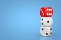 Casino Gambling Concept. Stack of White Game Dice Cubes with Red One. 3d Rendering Royalty Free Stock Photo