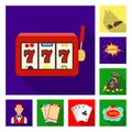 Casino and gambling flat icons in set collection for design. Casino and equipment vector symbol stock web illustration.