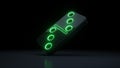 Domino Modern Design 3x3 Dots With Neon Green Lights Isolated On The Black Background - 3D Illustration
