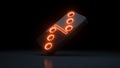 Domino Modern Design 3x3 Dots With Neon Orange Lights Isolated On The Black Background - 3D Illustration