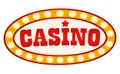 Casino Signboard Banner with Glowing Bulbs Vector