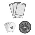 Casino and gambling monochrome icons in set collection for design. Casino and equipment vector symbol stock web