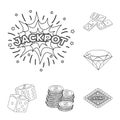 Casino and gambling outline icons in set collection for design. Casino and equipment vector symbol stock web Royalty Free Stock Photo