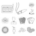 Casino and gambling outline icons in set collection for design. Casino and equipment vector symbol stock web