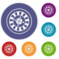 Casino gambling roulette icons set