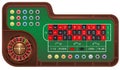 Casino gambling roulette table and chips