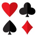 Casino gambling theme. Set of playing card suits. Poker card suits - heart, club, spade and diamonds. Vector illustration Royalty Free Stock Photo