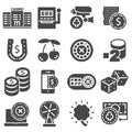 Casino and gambling vector icons set Royalty Free Stock Photo