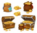 Casino and Game cartoon 3d money icons. Gold coins in moneybags Royalty Free Stock Photo