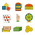 Casino game icons poker gambler symbols