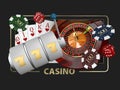 Casino Games of Fortune Conceptual Banner 3d Illustration of Casino Games Elements Royalty Free Stock Photo