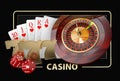 Casino Games of Fortune Conceptual Banner 3d Illustration of Casino Games Elements Royalty Free Stock Photo