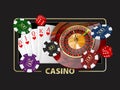 Casino Games of Fortune Conceptual Banner 3d Illustration of Casino Games Elements Royalty Free Stock Photo