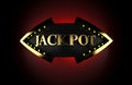 3d illustration of Casino gold text JACKPOT FISHEYE