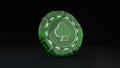 Casino Green Glass Chip in Clubs Concept - 3D Illustration