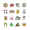 Casino Icon Color Set. Vector