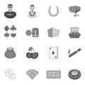 Casino icons set, black monochrome style Royalty Free Stock Photo