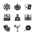 Casino iconset for design, contrast flat Royalty Free Stock Photo