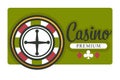 Casino isolated icon roulette wheel and play cards suits