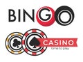 Casino isolated icons poker and bingo gambling games