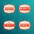 Casino, Jackpot, The winner, Big win, banners collection. Retro light frames with glowing lamps Royalty Free Stock Photo