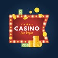 Casino Las Vegas. Jackpot, lucky, success, financial growth, money profit.