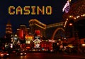 Casino Las Vegas Strip Sign Night Attractions Royalty Free Stock Photo