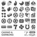 Casino line icon set, gambling symbols collection or sketches. Gaming and gambling glyph linear style signs for web and Royalty Free Stock Photo