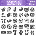 Casino line icon set, gambling symbols collection or sketches. Gaming and gambling glyph with headline linear style Royalty Free Stock Photo