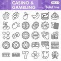 Casino line icon set, gambling symbols collection or sketches. Gaming and gambling solid line with headline linear style Royalty Free Stock Photo