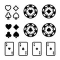 Casino line icon set