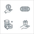 Casino line icons. linear set. quality vector line set such as gift, coins, card game