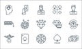 Casino line icons. linear set. quality vector line set such as money, casino chip, diamond, casino, poker cards, jackpot machine, Royalty Free Stock Photo