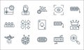 Casino line icons. linear set. quality vector line set such as search, card game, diamond, casino, casino chip, slot machine, view